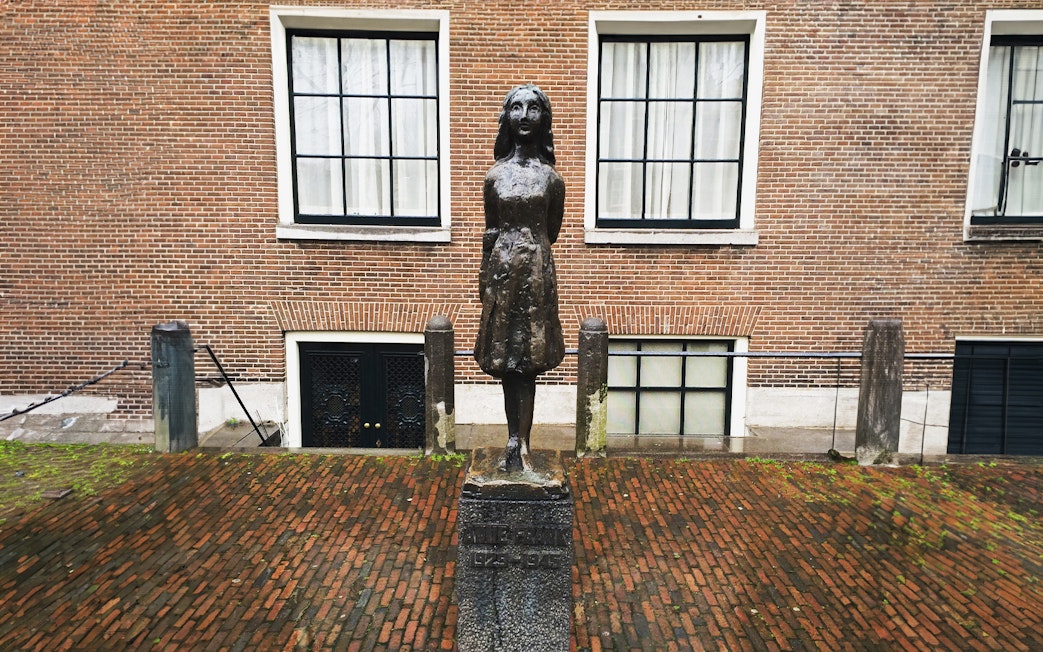 Statue of Anne Frank in Amsterdam's Jordaan district.