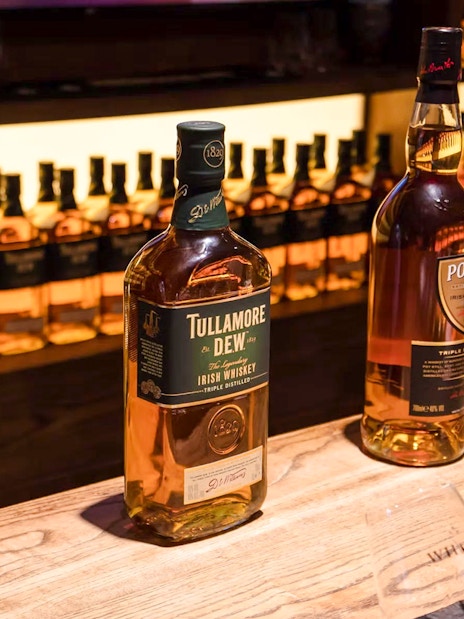 Bottles of whiskey on display at the Irish Whiskey Museum in Dublin.