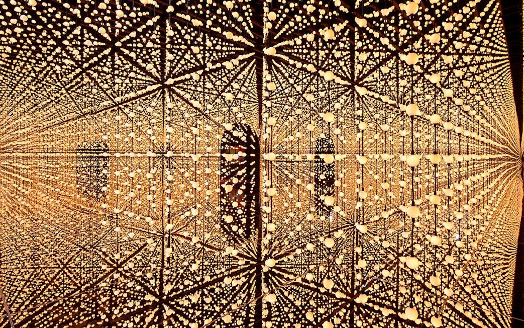 Intricate light installation at Bubble Planet, Washington DC.