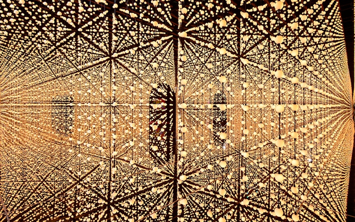 Intricate light installation at Bubble Planet, Washington DC.