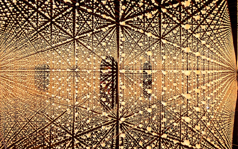 Intricate light installation at Bubble Planet, Washington DC.