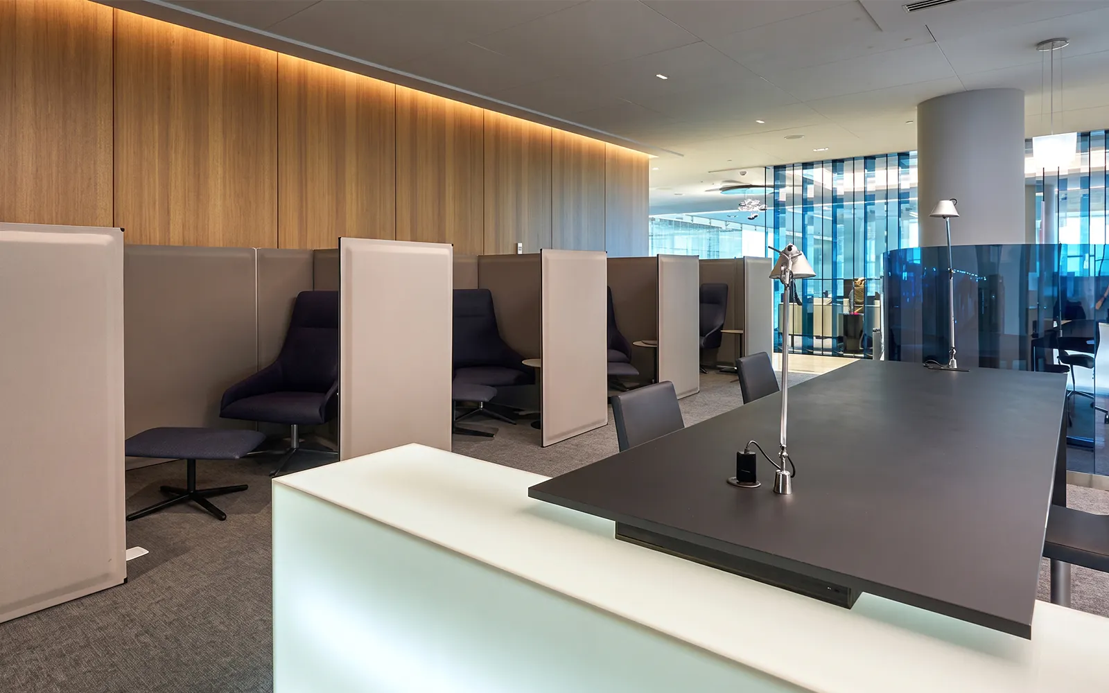 Sala VIP Joan Miro lounge seating area at Barcelona El Prat Airport T1.