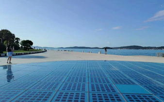Solar-powered installation on Zadar waterfront, part of the self-guided city exploration game.