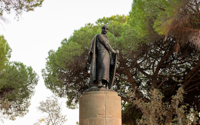Statue of a medieval knight near St. George’s Castle, Lisbon.