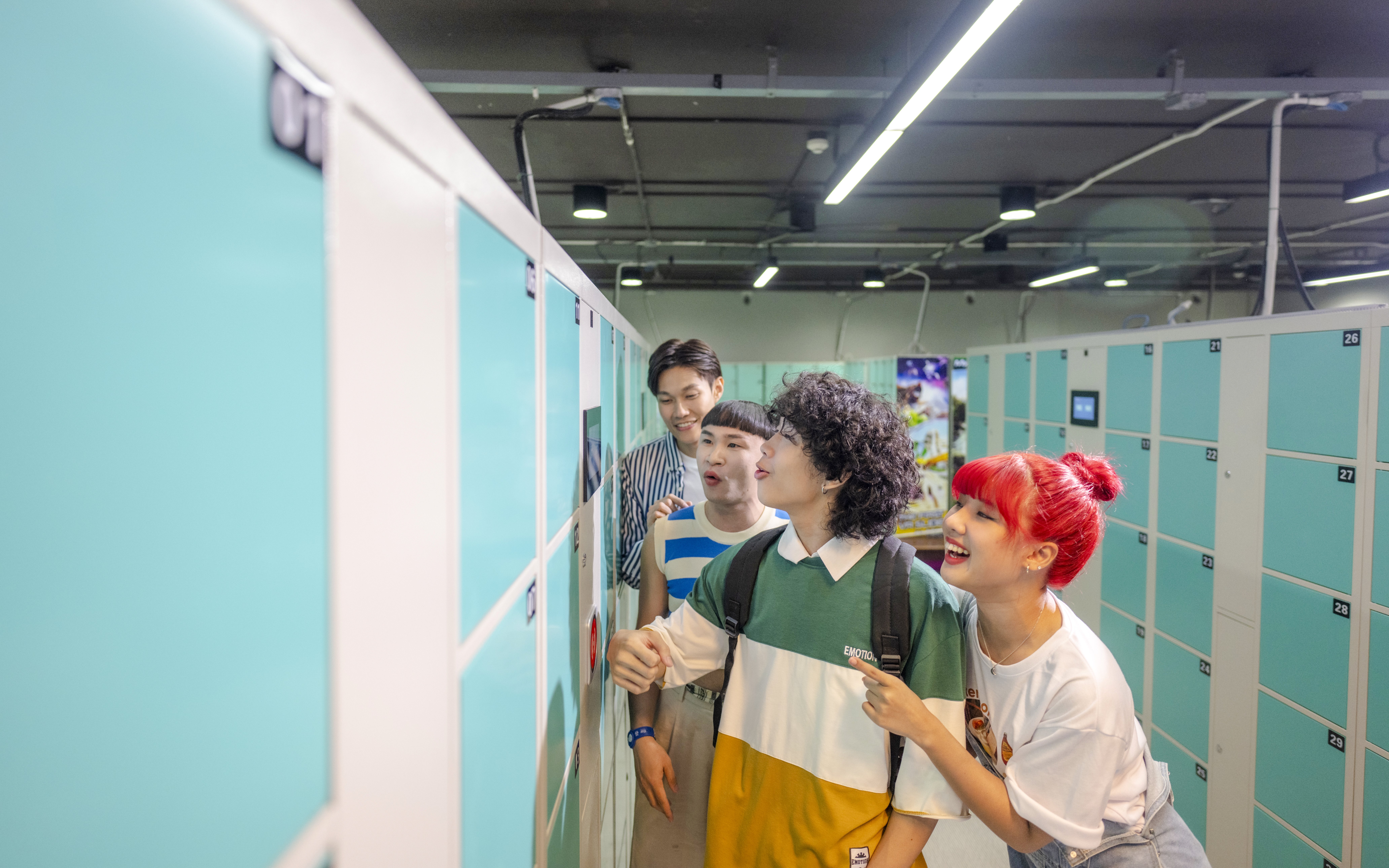 Visitors using lockers at Vana Nava Water Jungle.