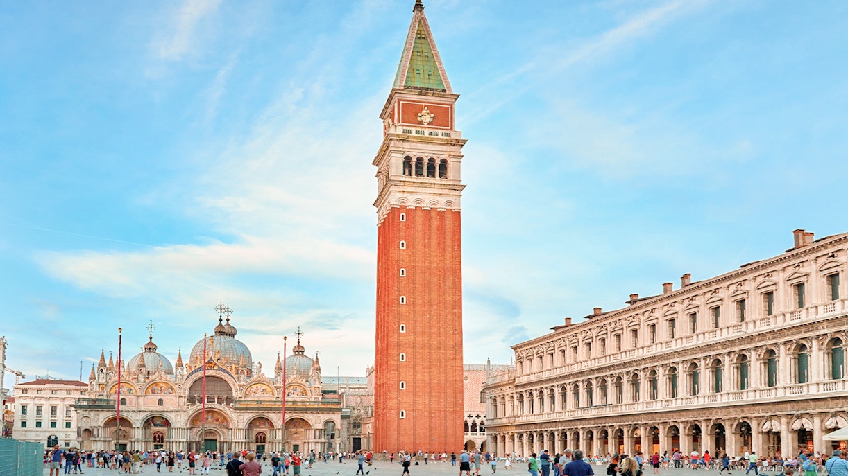 St. Mark's Square with Campanile at Sunset in Venice