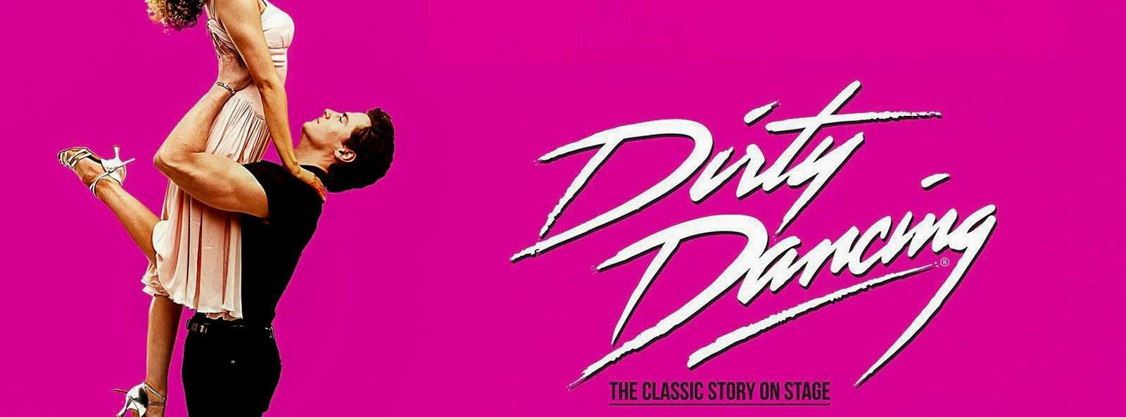 Couple performing iconic lift from Dirty Dancing stage show.