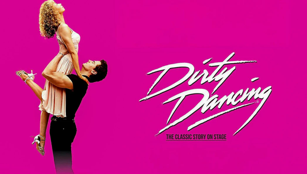 Couple performing iconic lift from Dirty Dancing stage show.