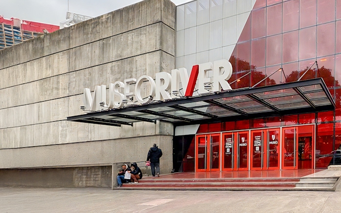 River Plate Museum entrance with red doors and large sign in Buenos Aires.