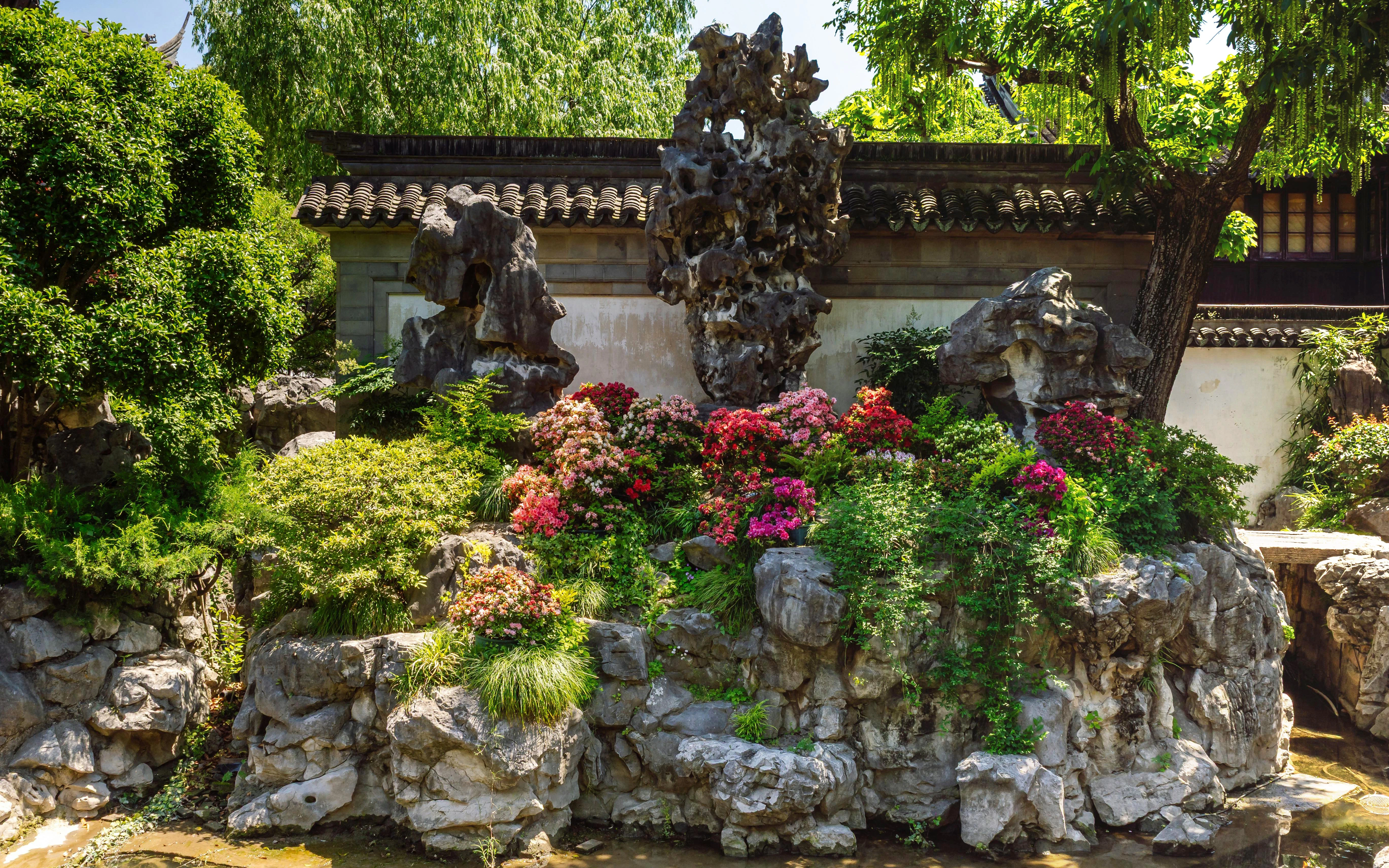 Exquisite Jade Rock in Yu Garden, surrounded by Ming Dynasty landscaping, Shanghai.