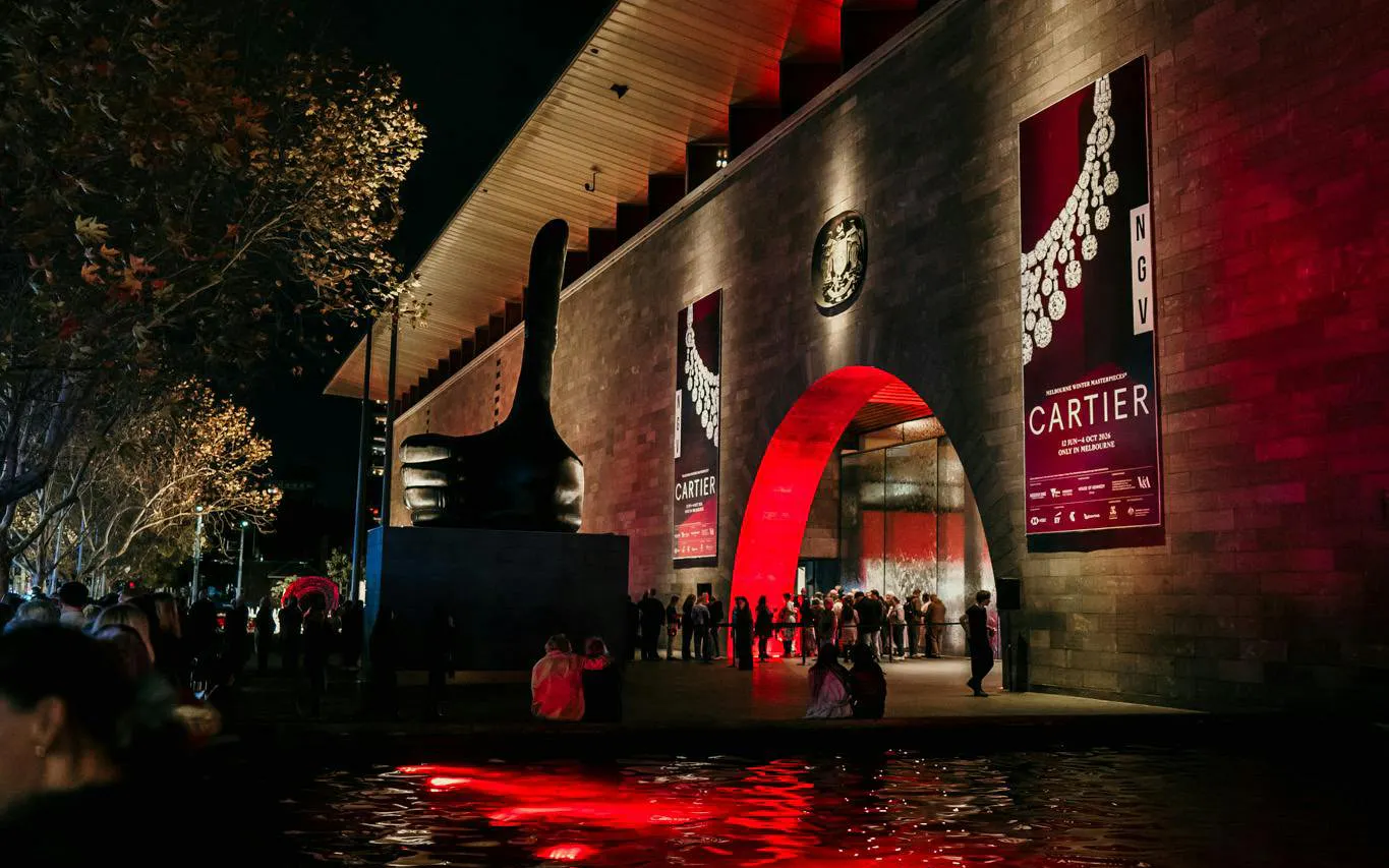 Crowd outside National Gallery Victoria for NGV Friday Nights Cartier Exhibition.