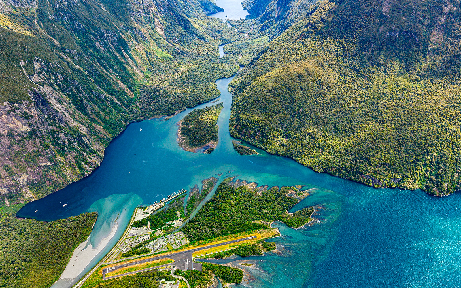Aerial view of Arthur River and Lake Ada in the background