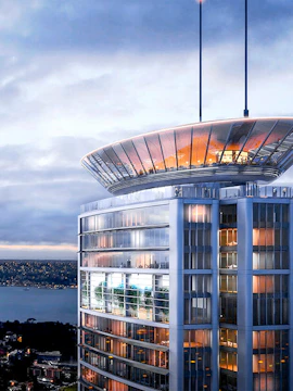 Emaar SkyView observation deck overlooking Istanbul skyline at dusk.