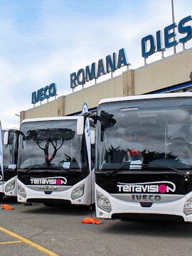 Terravision buses parked at Ciampino Airport, Rome.