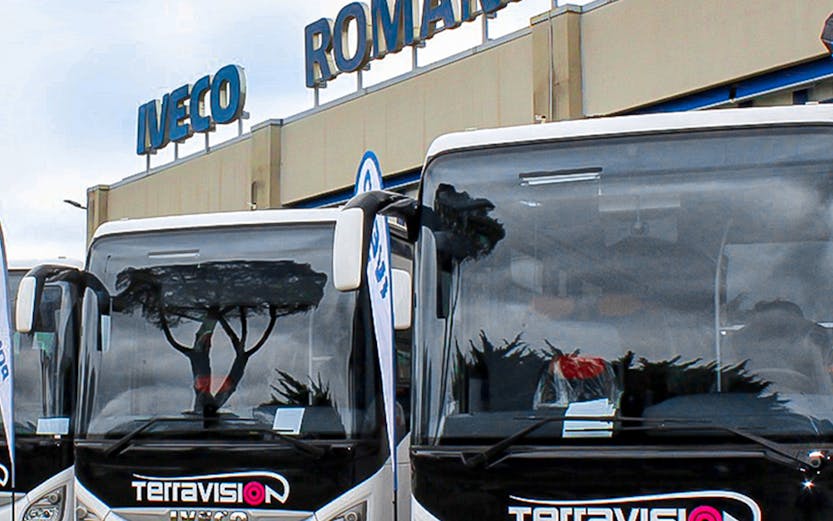 Terravision buses parked at Ciampino Airport, Rome.
