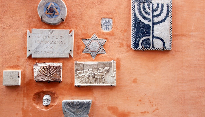Jewish Catacombs in Rome with ancient burial chambers and intricate carvings.