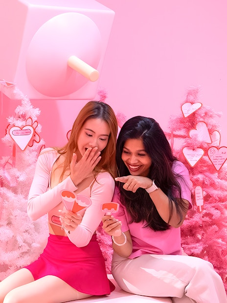 Visitors enjoying interactive exhibit at Museum of Ice Cream, Singapore.