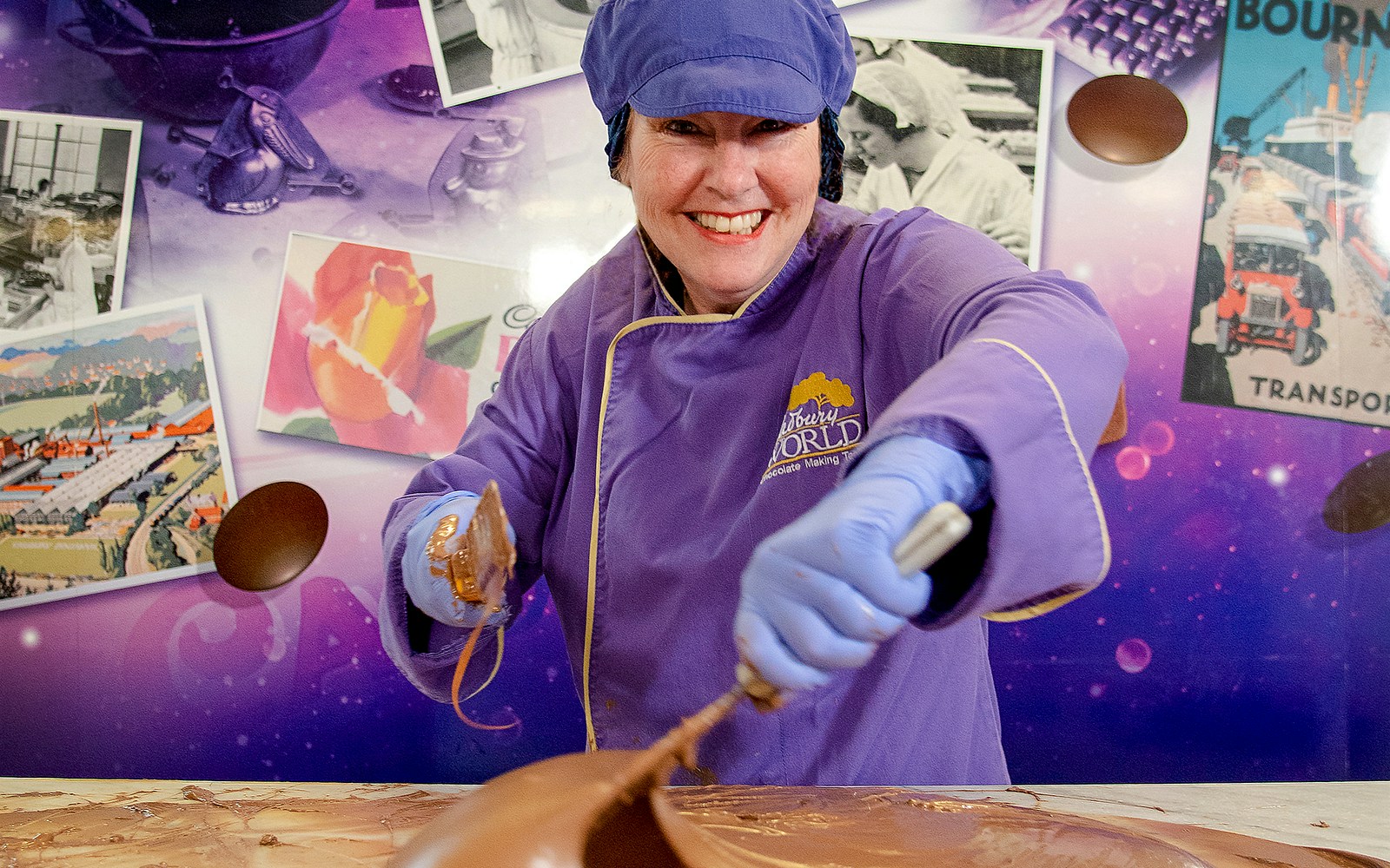 Chocolate-making demonstration at Cadbury World exhibit.