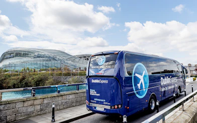 Dublin Express bus near Aviva Stadium, route to Dublin Airport.