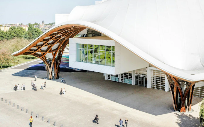 Centre Pompidou-Metz entrance with unique architectural design in Metz, France.