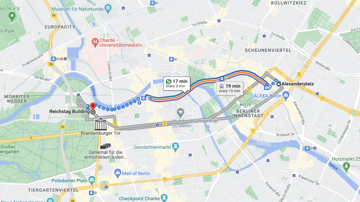 Anfahrt zum Reichstag mit dem Zug