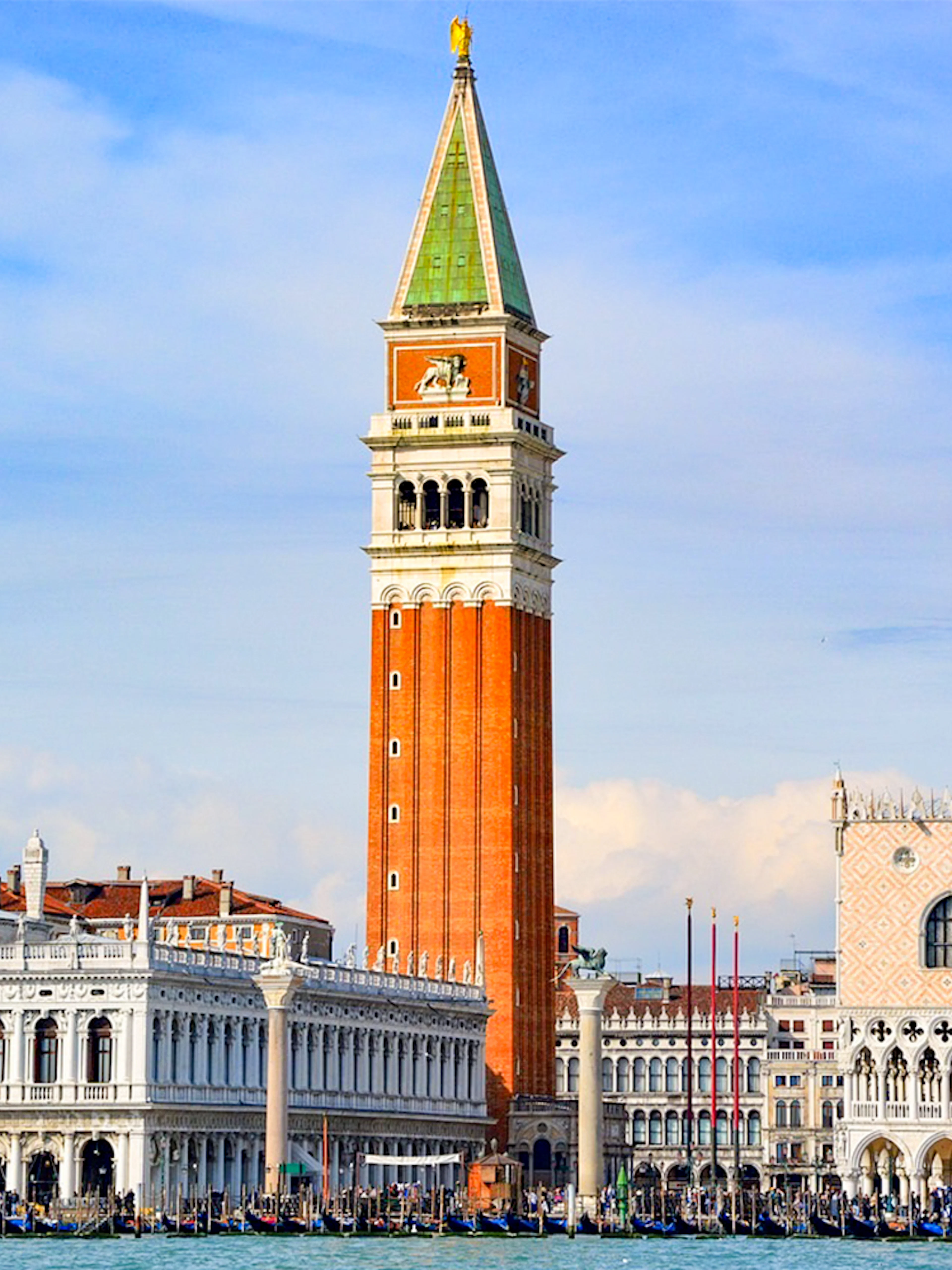 St. Mark's Campanile and Doge's Palace in Venice, view from Illy Cafe.