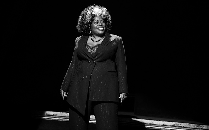 Performer on stage during a Chicago theater show.