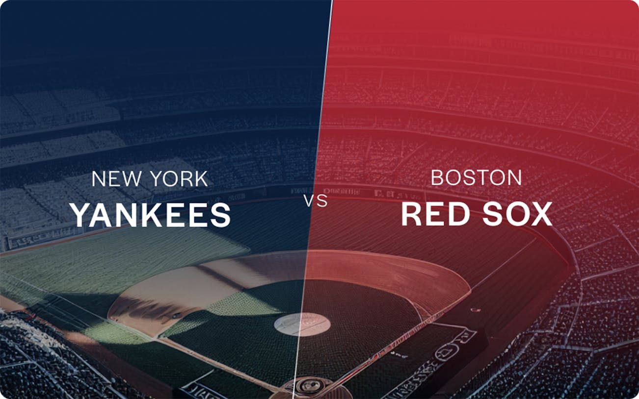 New York Yankees vs Boston Red Sox baseball game graphic.
