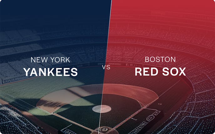 New York Yankees vs Boston Red Sox baseball game graphic.