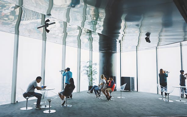 Visitors enjoying the view from Hanoi Sky Lotte Observation Deck.