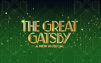 The Great Gatsby musical logo with art deco design.