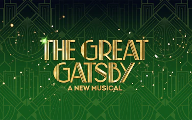 The Great Gatsby musical logo with art deco design.