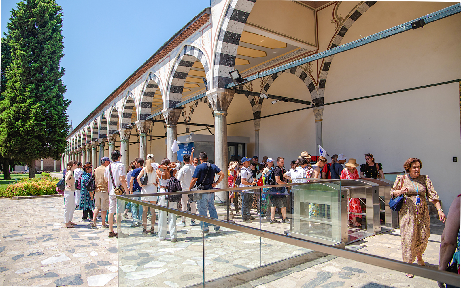Visitors queuing for tickets at Topkapi Palace entrance, Istanbul.