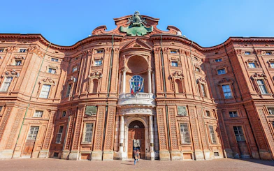 Baroque facade of Palazzo Carignano in Turin, Italy, part of the Turin City Royal Pass.