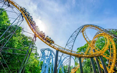 Roller coaster loop at Busch Gardens Williamsburg.
