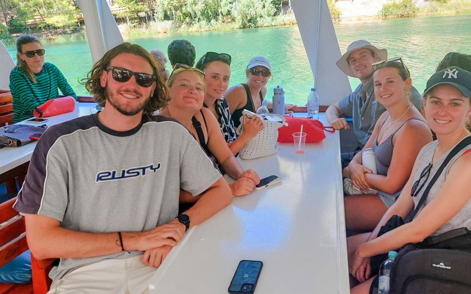 Guests on a boat ride during Krka National Park guided day trip.