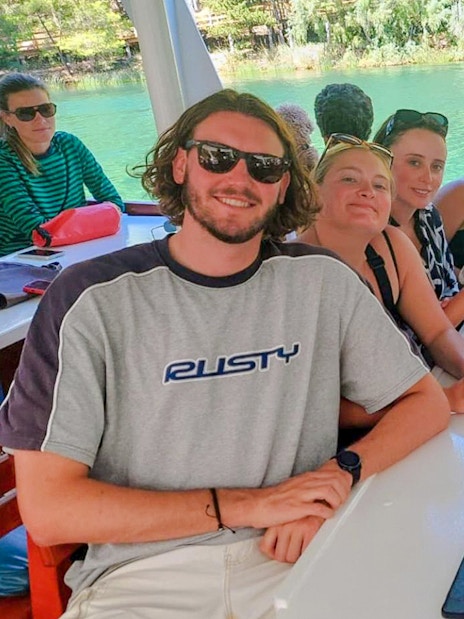 Guests on a boat ride during Krka National Park guided day trip.