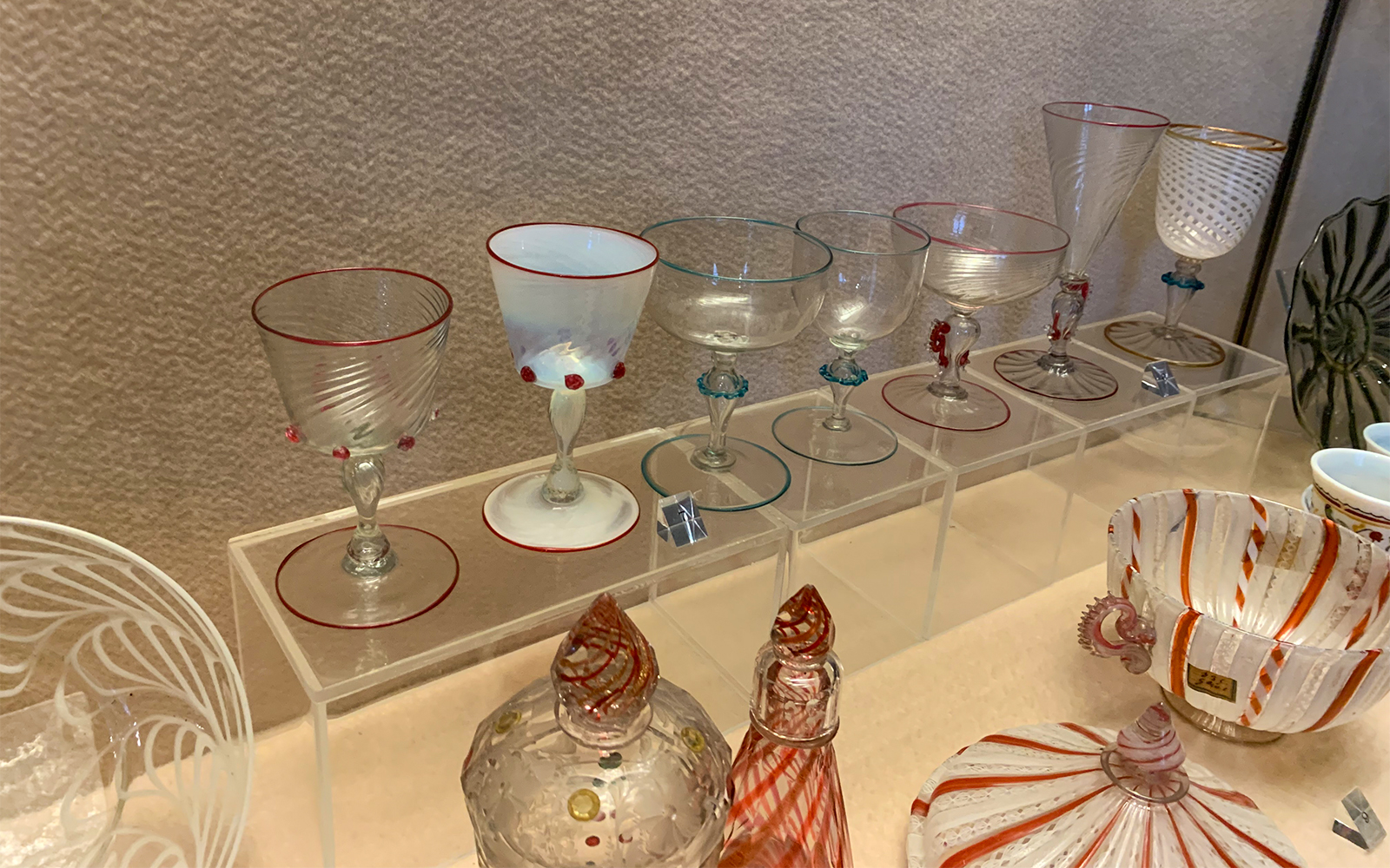Glassware display at Museo del Bargello, Florence.