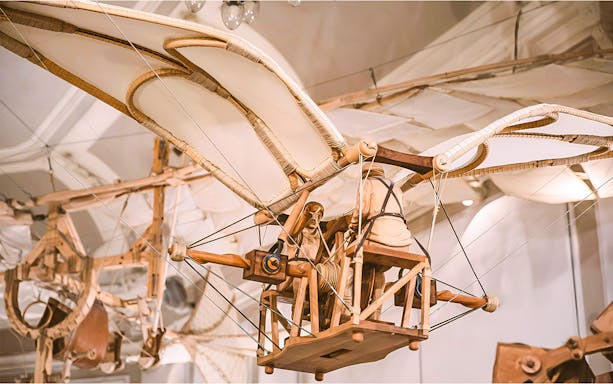 Leonardo da Vinci's flying machine model at Leonardo3 Museum, Milan.