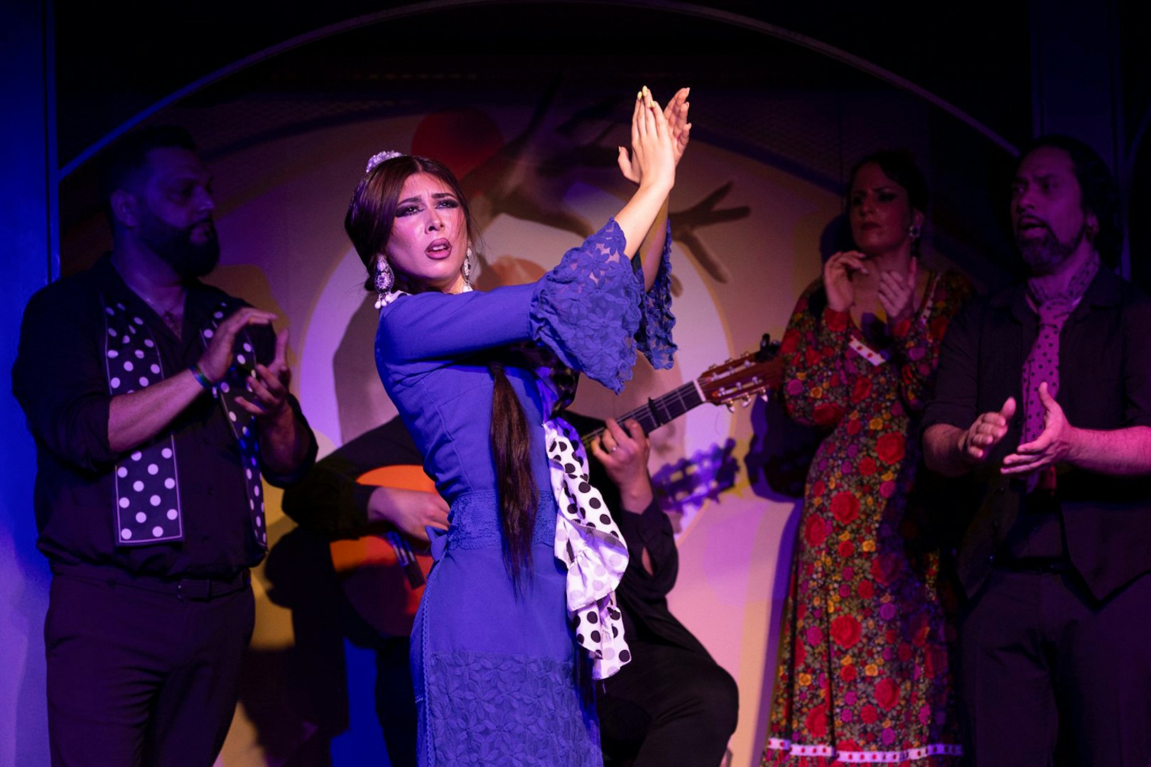 Flamenco dancer performing at El Duende by Tablao Cordobes Flamenco Show in Barcelona.