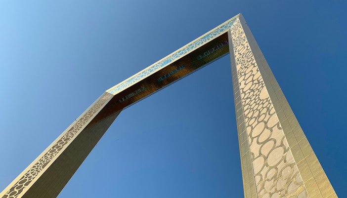 Close up of Dubai Frame