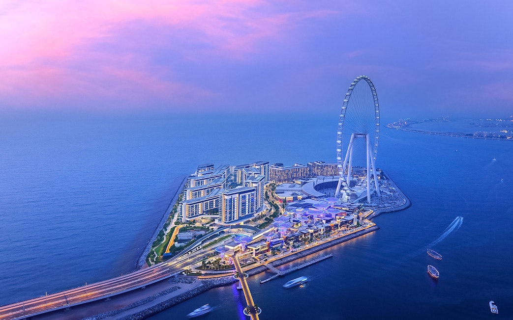 Ain Dubai Ferris wheel on Bluewaters Island at sunset, Dubai.