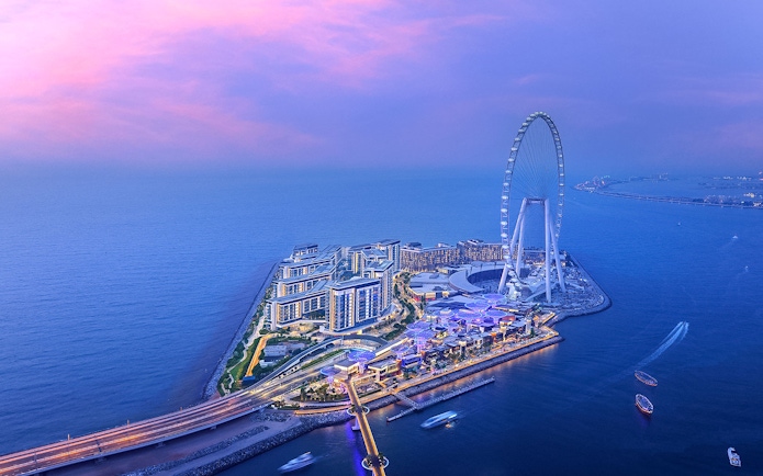 Ain Dubai Ferris wheel on Bluewaters Island at sunset, Dubai.