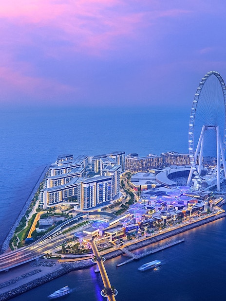 Ain Dubai Ferris wheel on Bluewaters Island at sunset, Dubai.