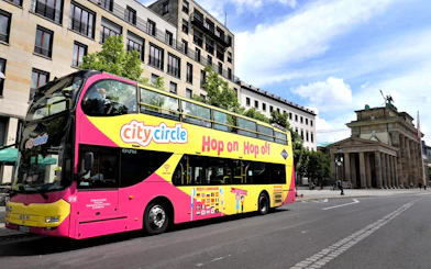 City Circle tour bus near Brandenburg Gate, Berlin.