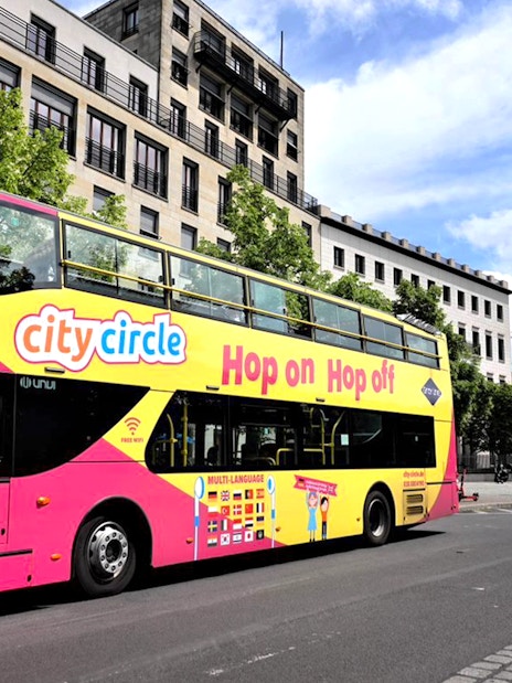 City Circle tour bus near Brandenburg Gate, Berlin.
