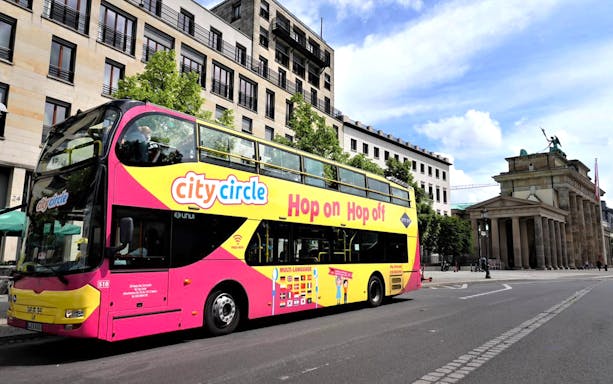 City Circle tour bus near Brandenburg Gate, Berlin.