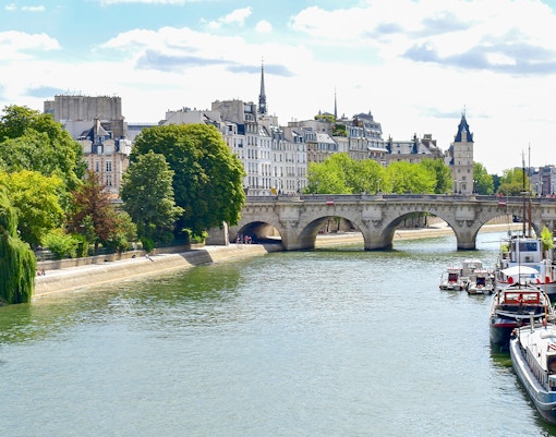 Île de la Cité, Paris, featuring Notre-Dame Cathedral and the Seine River.