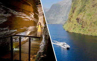 Te Anau Glowworm Caves exploration and Doubtful Sound cruise in New Zealand.