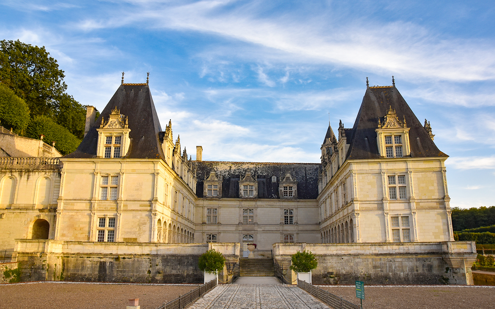 Château of Villandry facade with gardens, Loire Valley, France.